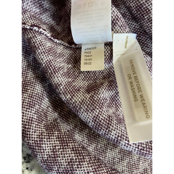 Ann Taylor V-Neck Tunic Sweater XL Burgundy Cream Houndstooth Lagenlook - Picture 6 of 8